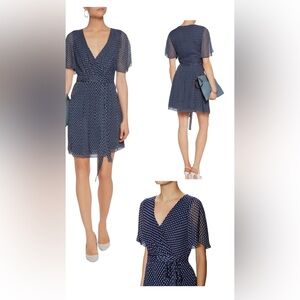 DVF Katina Wrap Dress Blue Silk Parisian Chic Quiet Luxury Officecore Sz 4 NWT
